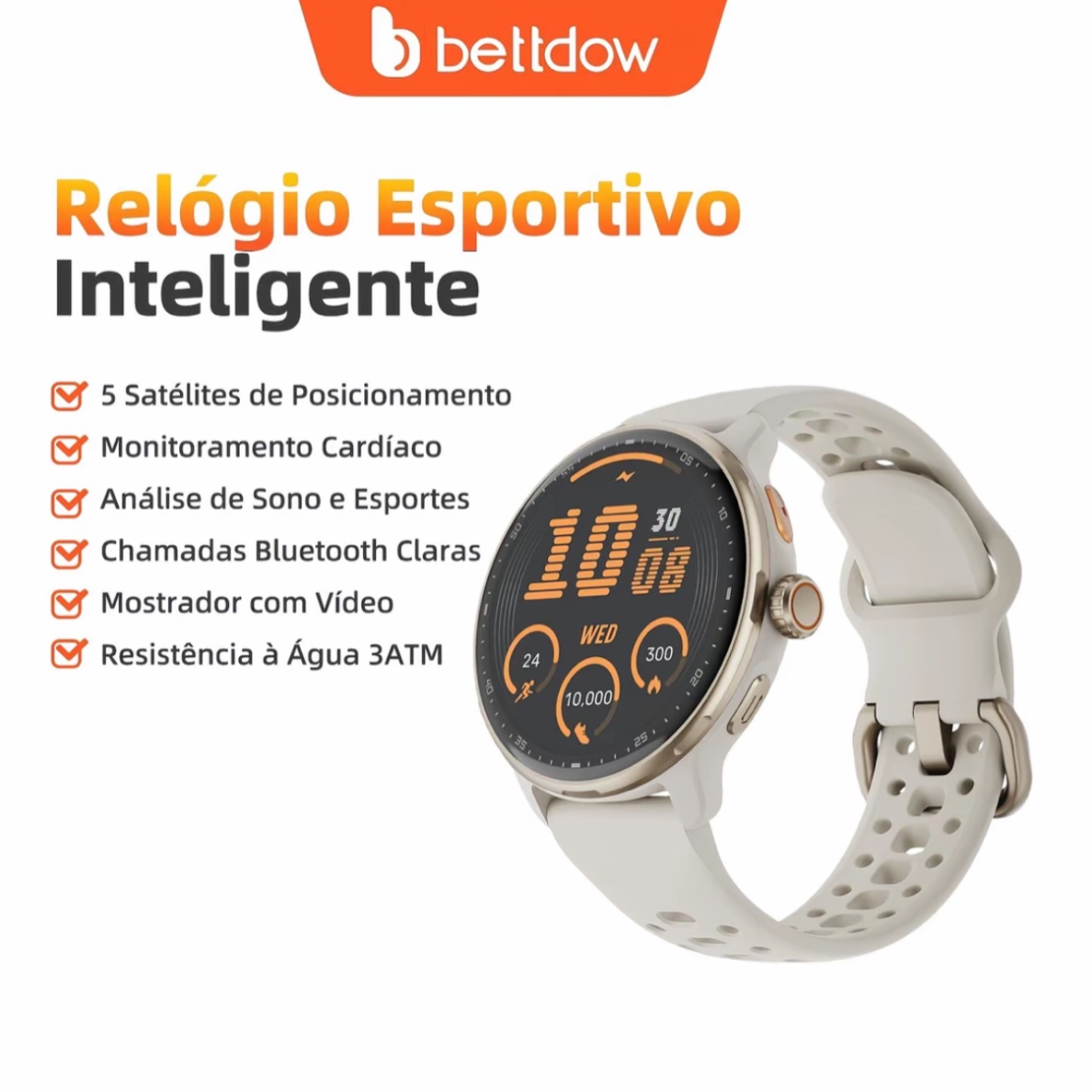 Bettdow Smartwatch com GPS, 1.43" Display Bluetooth Telefone Chamada, Monitorame